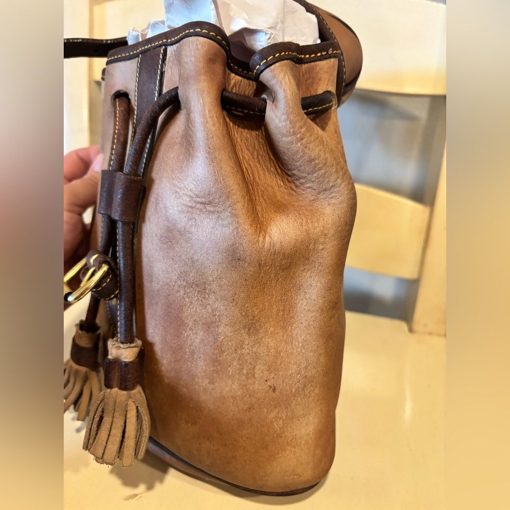 Vintage Dooney & Bourke AWL Nubuck Leather Backpack Purse Brown Tassel USA Made - Picture 7 of 11